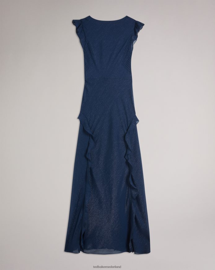 Ted Baker Laurae maxi-jurk met schuine snit en ruchesdetail donkerblauw kleding vrouwen 6R02N235