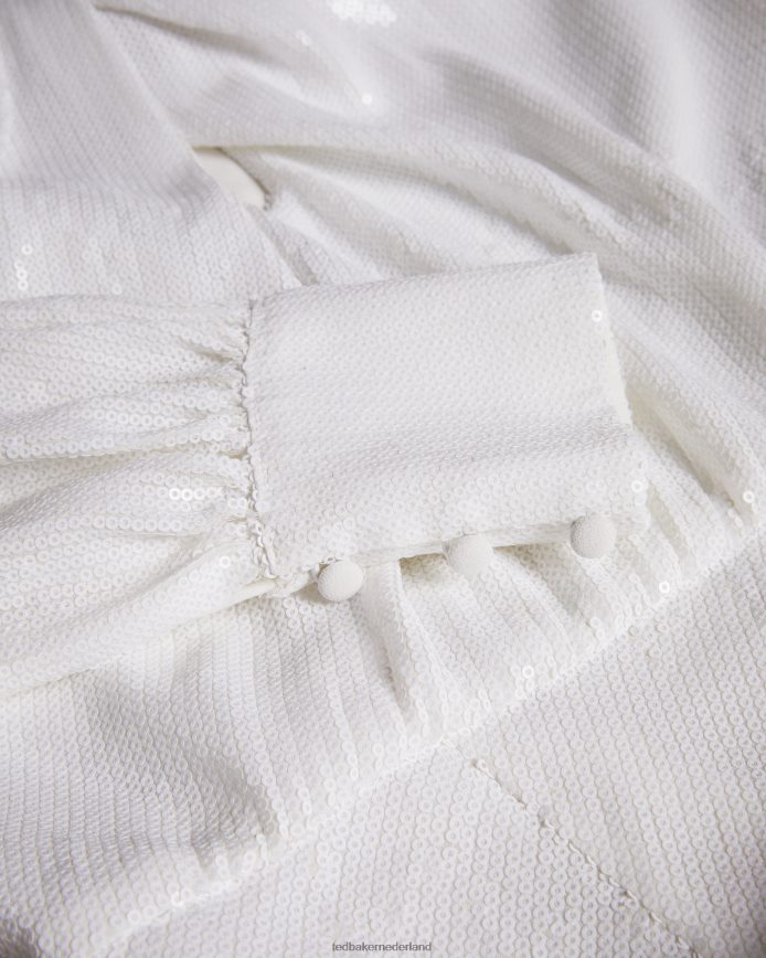 Ted Baker Mayrose maxi-jurk versierd met gedrapeerde pailletten wit kleding vrouwen 6R02N137