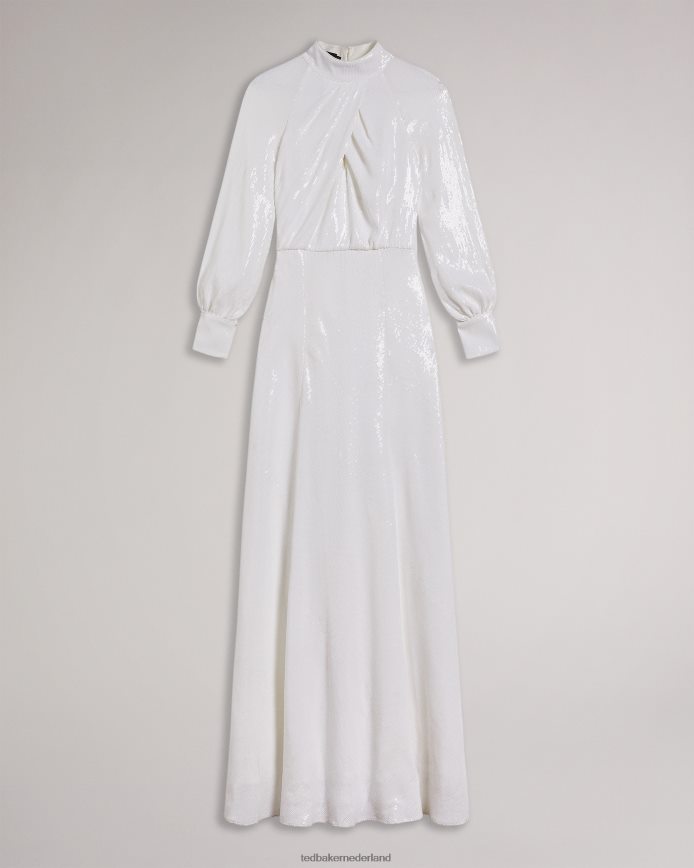 Ted Baker Mayrose maxi-jurk versierd met gedrapeerde pailletten wit kleding vrouwen 6R02N137
