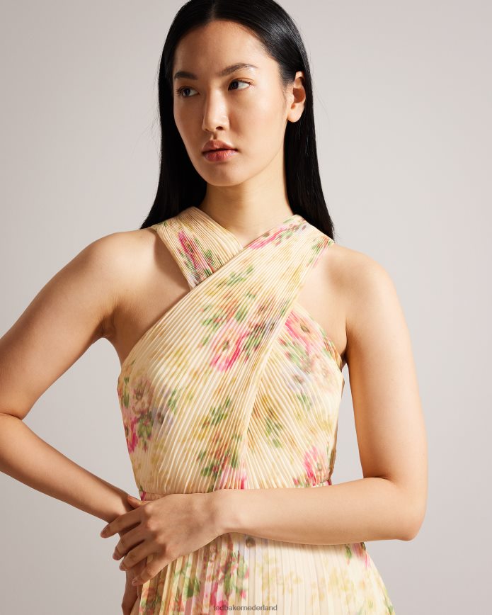 Ted Baker Amerah geplooide midi-jurk met gekruiste voorkant bruinen kleding vrouwen 6R02N25