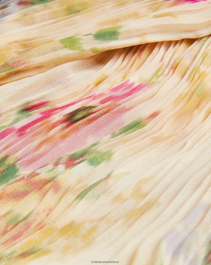 Ted Baker Amerah geplooide midi-jurk met gekruiste voorkant bruinen kleding vrouwen 6R02N25