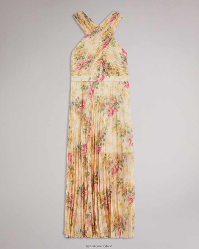 Ted Baker Amerah geplooide midi-jurk met gekruiste voorkant bruinen kleding vrouwen 6R02N25