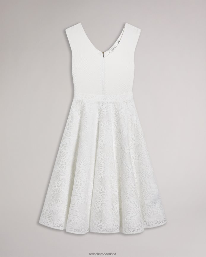 Ted Baker Annikaa midi-jurk met gebreid lijfje en bloemenprint wit kleding vrouwen 6R02N192