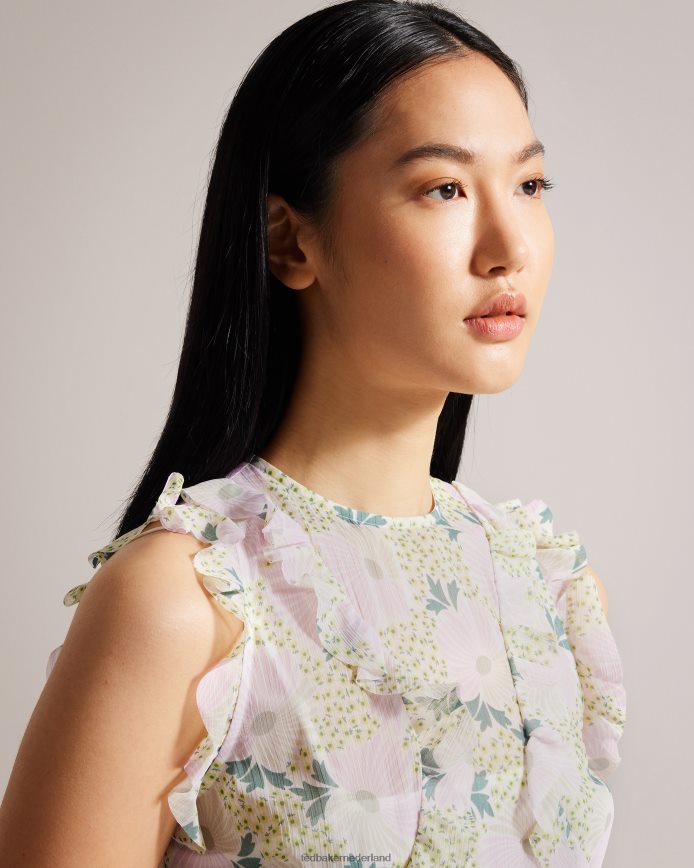 Ted Baker Calinia mouwloze midi-jurk met watervalruches lila kleding vrouwen 6R02N30