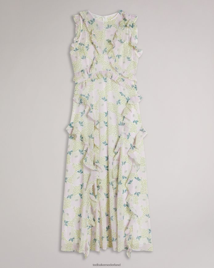 Ted Baker Calinia mouwloze midi-jurk met watervalruches lila kleding vrouwen 6R02N30