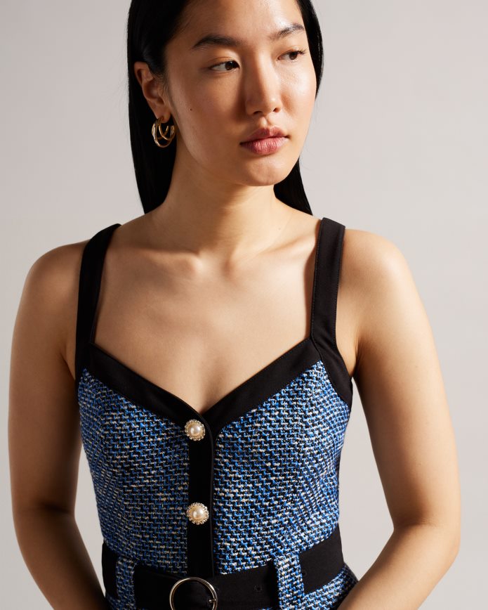 Ted Baker Diniiad aansluitende bouclé midi-jurk donker marine kleding vrouwen 6R02N130