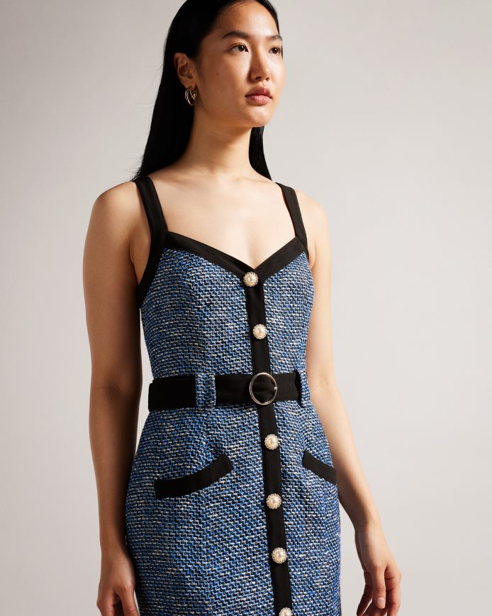 Ted Baker Diniiad aansluitende bouclé midi-jurk donker marine kleding vrouwen 6R02N130