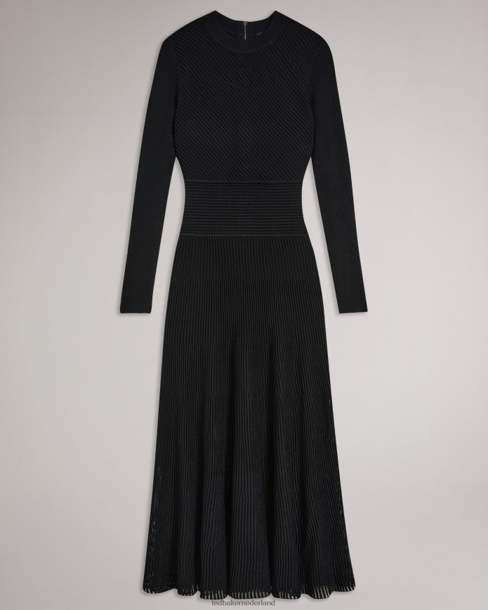 Ted Baker Latinia getextureerde a-lijn midi-jurk zwart kleding vrouwen 6R02N246