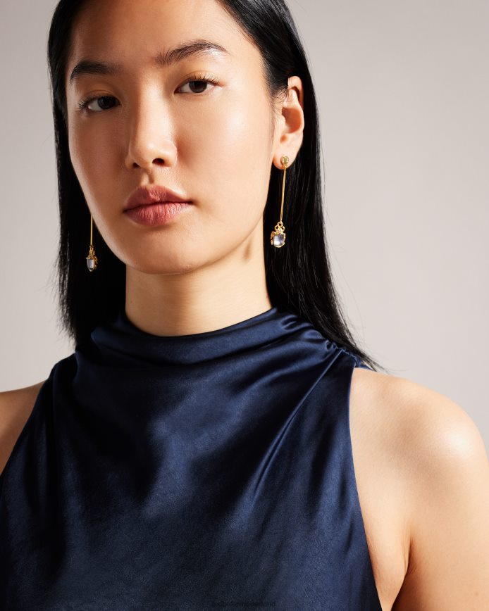 Ted Baker Lilymay midi-jurk met gedrapeerde halslijn donkerblauw kleding vrouwen 6R02N15