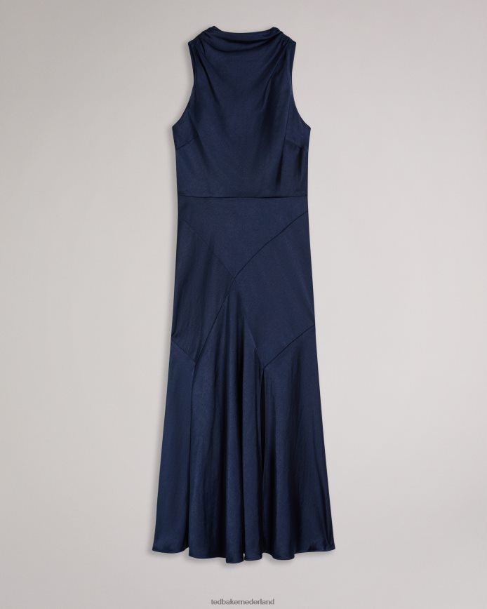 Ted Baker Lilymay midi-jurk met gedrapeerde halslijn donkerblauw kleding vrouwen 6R02N15