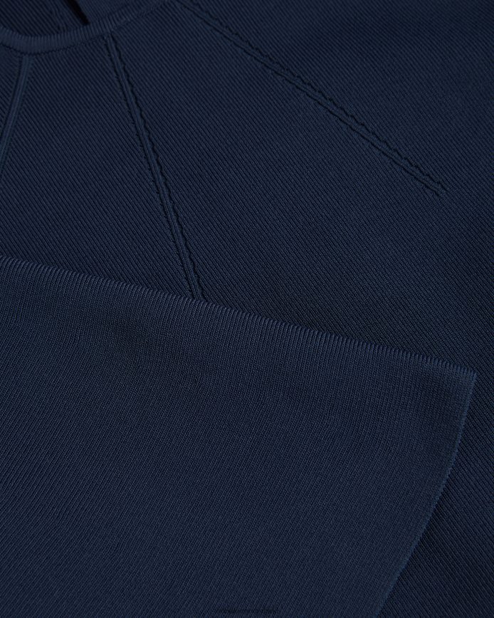 Ted Baker Lounia gebreide bodycon midi-jurk met uitlopende mouwen donkerblauw kleding vrouwen 6R02N187