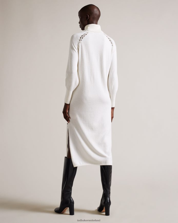 Ted Baker Malorri gebreide midi-jurk met stiksel wit kleding vrouwen 6R02N96