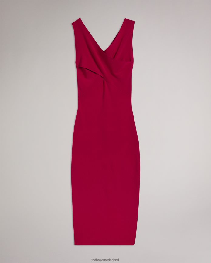 Ted Baker Mikella gekruiste gebreide midi-bodycon fel roze kleding vrouwen 6R02N198