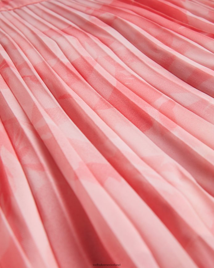 Ted Baker Mirelia geplooide midi-jurk met gekruiste voorkant koraal kleding vrouwen 6R02N19