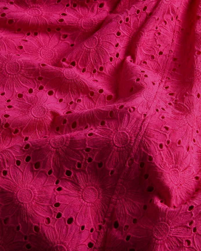 Ted Baker Mirza midi-zonnejurk met ruches en v-hals fel roze kleding vrouwen 6R02N245