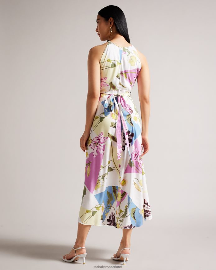 Ted Baker Saanvii midi-jurk met halterhals en bloemenprint wit kleding vrouwen 6R02N183