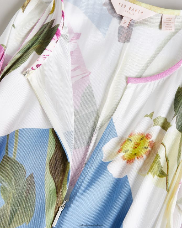 Ted Baker Saanvii midi-jurk met halterhals en bloemenprint wit kleding vrouwen 6R02N183