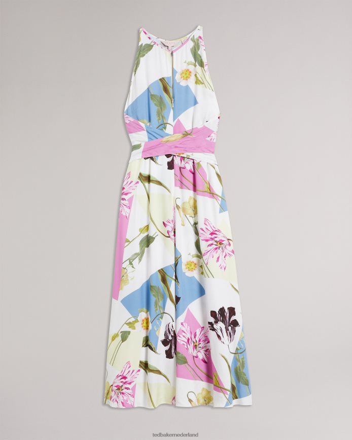 Ted Baker Saanvii midi-jurk met halterhals en bloemenprint wit kleding vrouwen 6R02N183