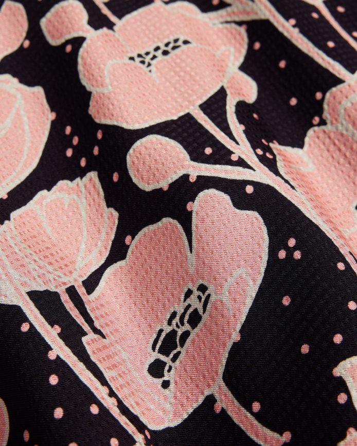 Ted Baker astrydd midi-jurk met pofmouwen zwart kleding vrouwen 6R02N165