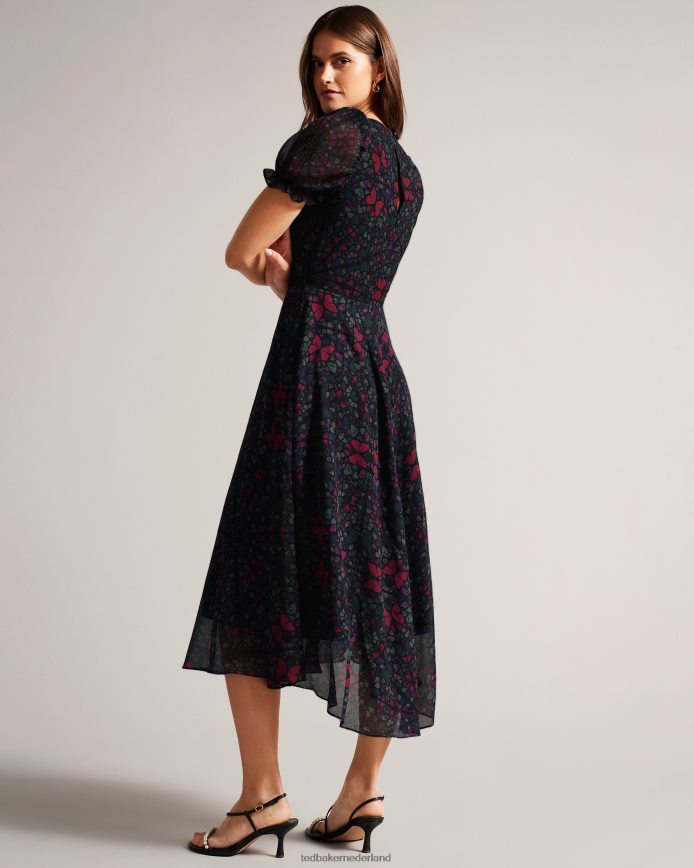 Ted Baker daniaa a-lijn midi-jurk met vlinderprint zwart kleding vrouwen 6R02N60