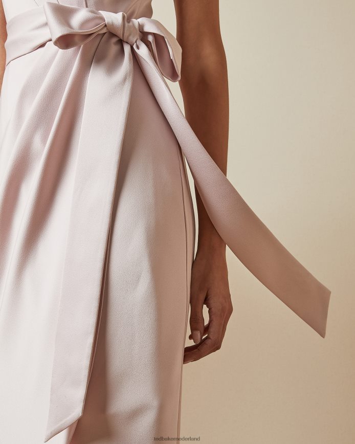 Ted Baker gabie midi-jurk met één schouder gedrapeerd lichtroze kleding vrouwen 6R02N11