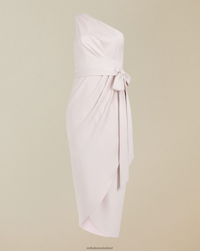 Ted Baker gabie midi-jurk met één schouder gedrapeerd lichtroze kleding vrouwen 6R02N11