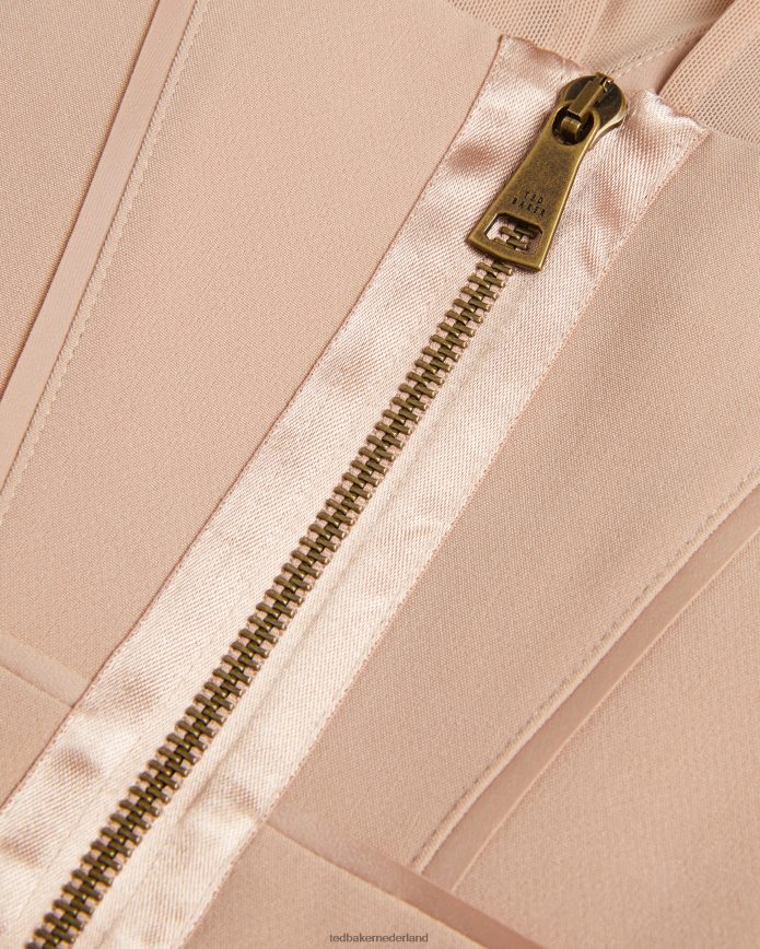 Ted Baker ivylou bodycon midi-jurk met doorschijnende mouwen naakt kleding vrouwen 6R02N359