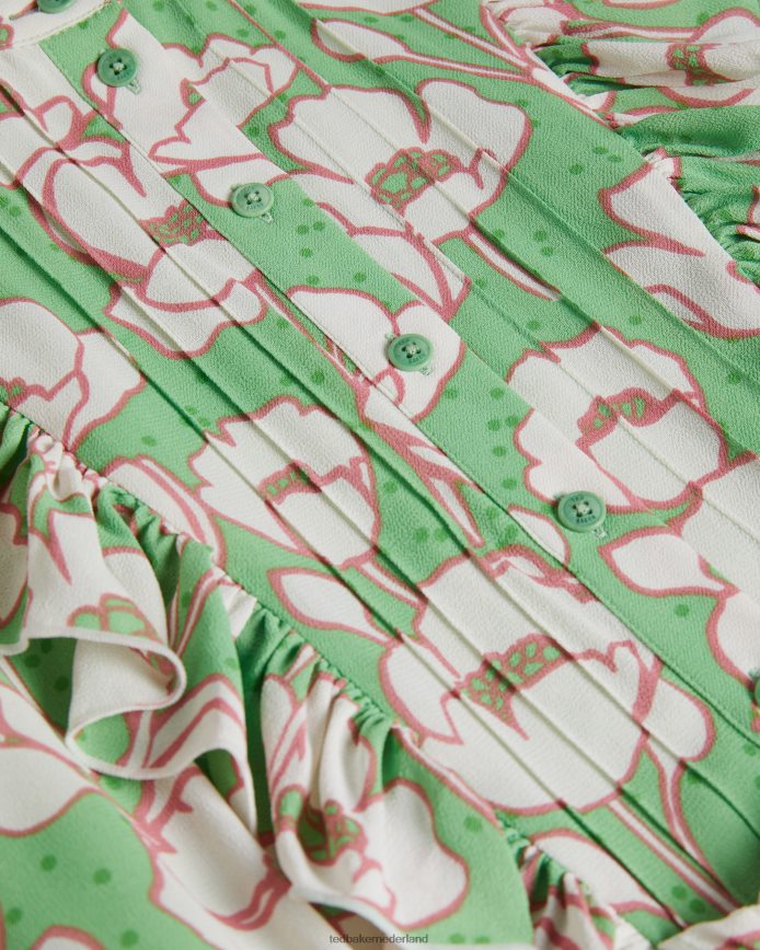 Ted Baker tindraa mouwloze midi-jurk met ruches groente kleding vrouwen 6R02N239