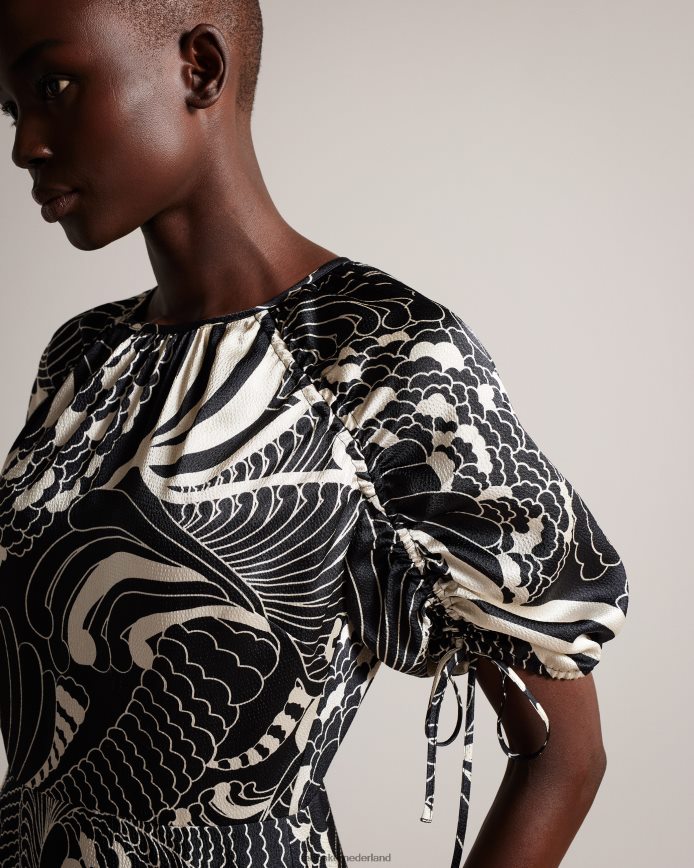 Ted Baker Faridda mini-jurk met pofmouwen en print zwart kleding vrouwen 6R02N70