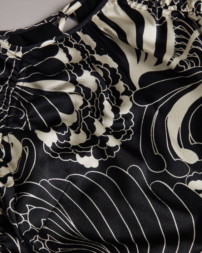 Ted Baker Faridda mini-jurk met pofmouwen en print zwart kleding vrouwen 6R02N70