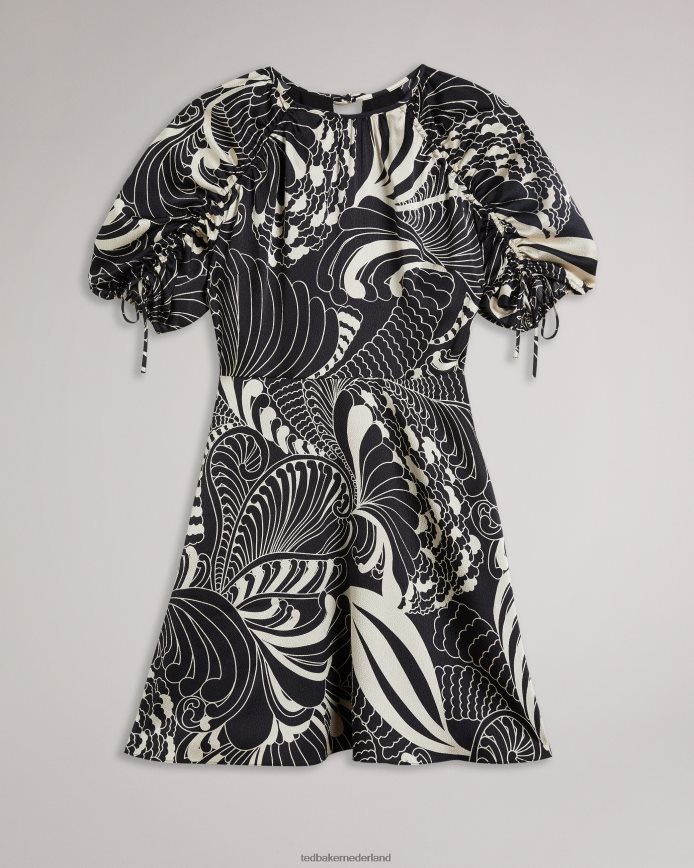Ted Baker Faridda mini-jurk met pofmouwen en print zwart kleding vrouwen 6R02N70