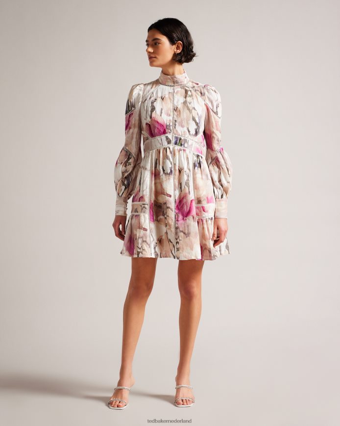 Ted Baker Fleurz linnen mini-jurk licht naakt kleding vrouwen 6R02N231
