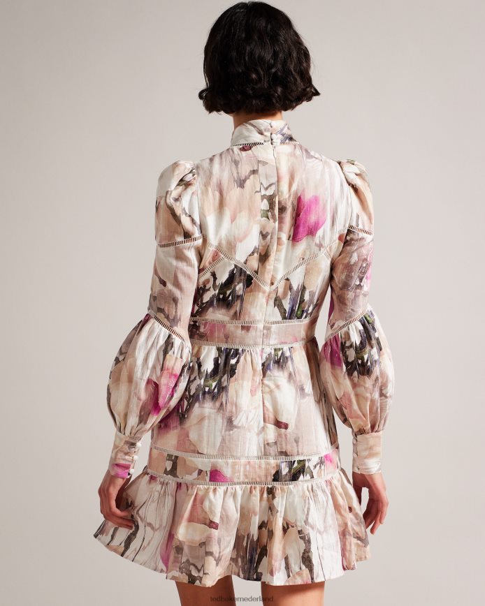 Ted Baker Fleurz linnen mini-jurk licht naakt kleding vrouwen 6R02N231