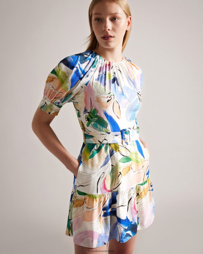 Ted Baker Ritahh mini-jurk met kunstprint en riem wit kleding vrouwen 6R02N324