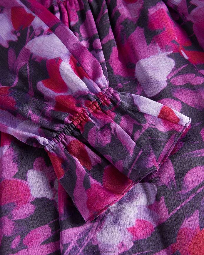 Ted Baker Sammieh fit en flare mini-jurk met hoge hals paars kleding vrouwen 6R02N67