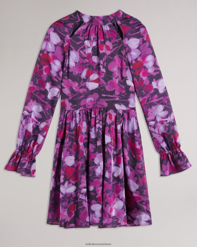 Ted Baker Sammieh fit en flare mini-jurk met hoge hals paars kleding vrouwen 6R02N67