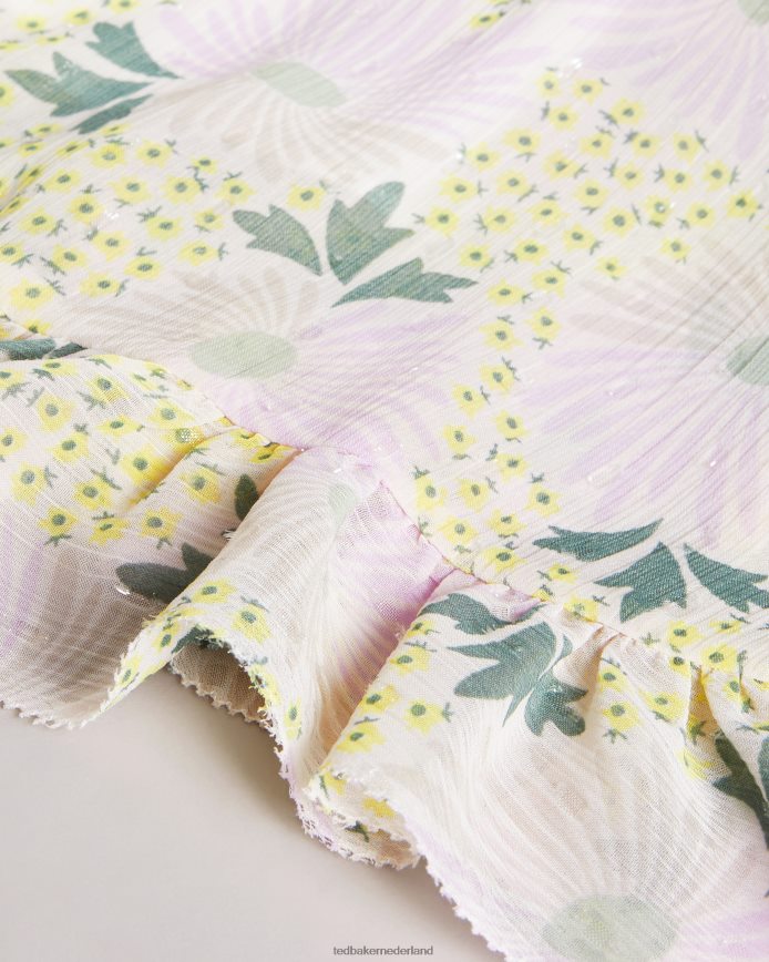 Ted Baker Suttonn mini-jurk met gedraaide hals en ruches licht geel kleding vrouwen 6R02N12