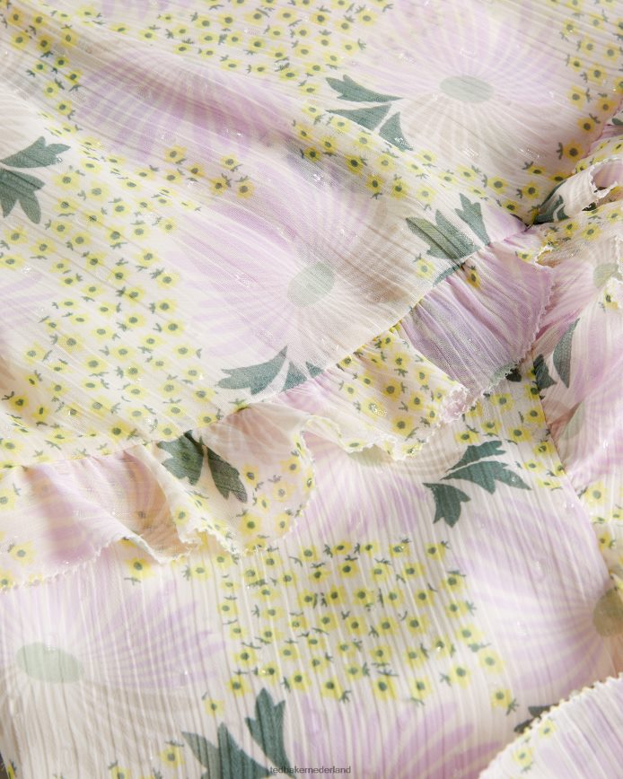 Ted Baker Suttonn mini-jurk met gedraaide hals en ruches licht geel kleding vrouwen 6R02N12