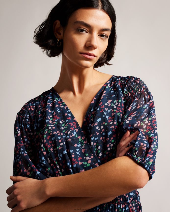 Ted Baker casadee mini-wikkeljurk met kielpaneel donker marine kleding vrouwen 6R02N261