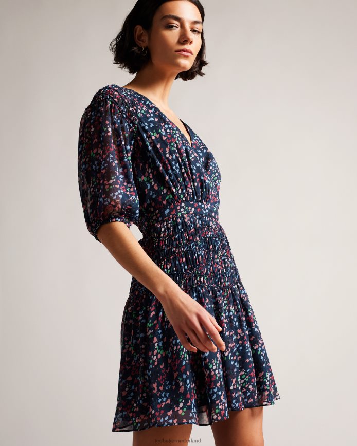 Ted Baker casadee mini-wikkeljurk met kielpaneel donker marine kleding vrouwen 6R02N261