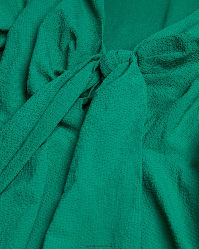 Ted Baker jozelyn mini-jurk met gestrikte voorkant en ballonmouwen groente kleding vrouwen 6R02N462