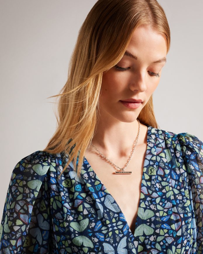 Ted Baker rohzan gelaagde swing mini-jurk middelblauw kleding vrouwen 6R02N74