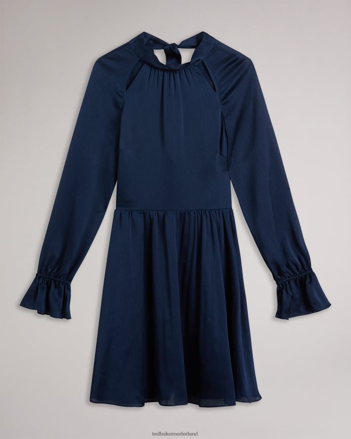 Ted Baker ryaa fit en flare mini-jurk met hoge hals donkerblauw kleding vrouwen 6R02N56
