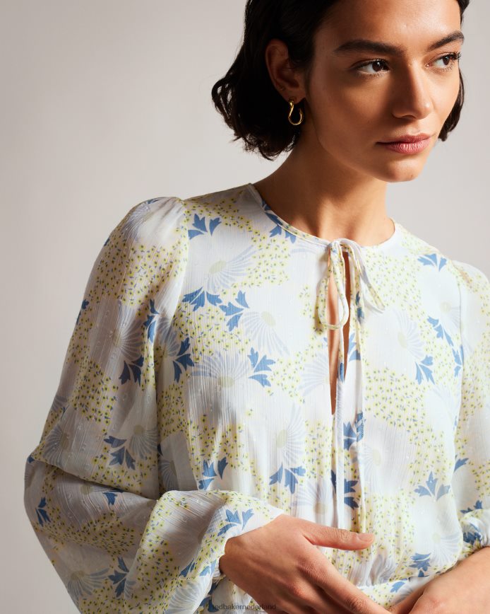 Ted Baker suziiee getailleerde mini-jurk met asymmetrische ruches hemelsblauw kleding vrouwen 6R02N10