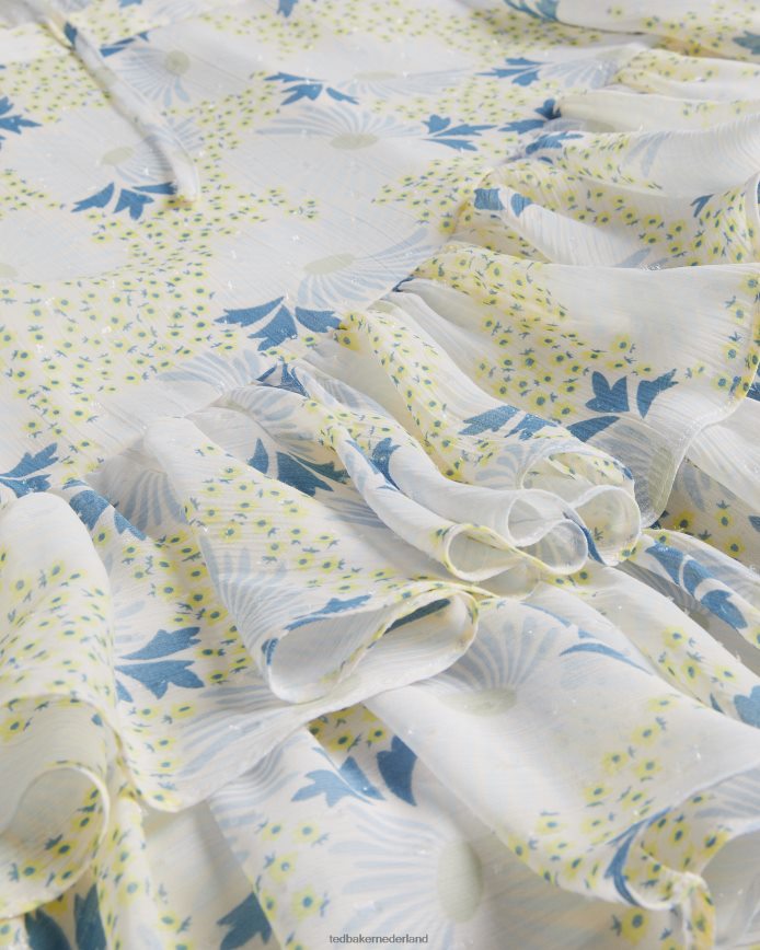 Ted Baker suziiee getailleerde mini-jurk met asymmetrische ruches hemelsblauw kleding vrouwen 6R02N10