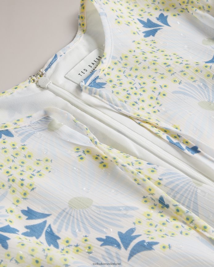 Ted Baker suziiee getailleerde mini-jurk met asymmetrische ruches hemelsblauw kleding vrouwen 6R02N10