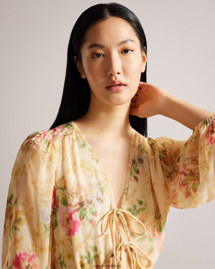 Ted Baker tamziiy wazige gelaagde mini-jurk met bloemen bruinen kleding vrouwen 6R02N293