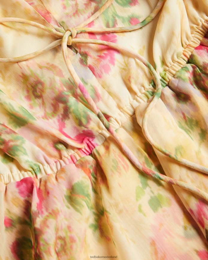 Ted Baker tamziiy wazige gelaagde mini-jurk met bloemen bruinen kleding vrouwen 6R02N293