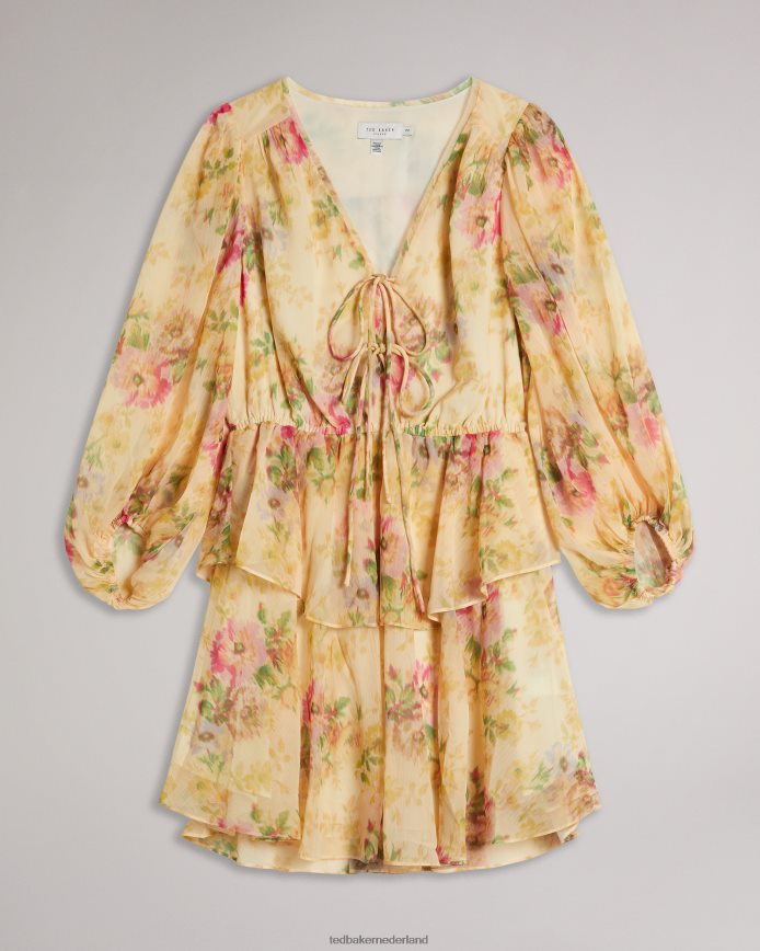 Ted Baker tamziiy wazige gelaagde mini-jurk met bloemen bruinen kleding vrouwen 6R02N293