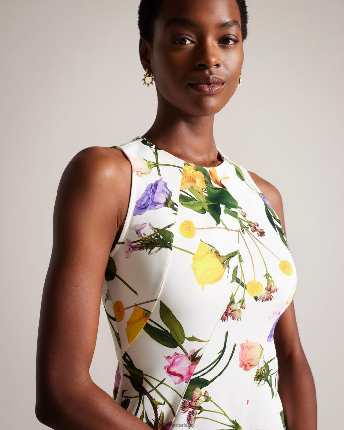 Ted Baker Ruxane skaterjurk van neopreen met print wit kleding vrouwen 6R02N166